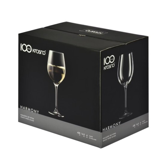 Set 6 pahare vin alb, sticla cristalina, 430ml, "Harmony" - Krosno