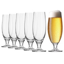 Set 6 pahare bere, sticla cristalina, 500ml, "Elite" - Krosno
