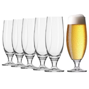Set 6 pahare bere, sticla cristalina, 500ml, "Elite" - Krosno
