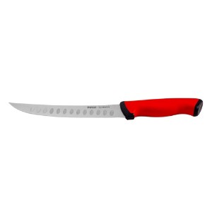 Cutit macelar, lama curbata cu indentatii, 21cm, "Duo", Rosu - Pirge