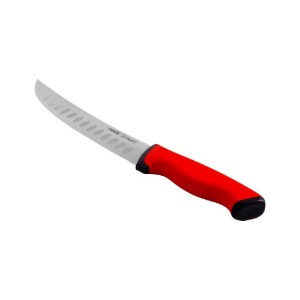 Cutit macelar, lama curbata cu indentatii, 21cm, "Duo", Rosu - Pirge