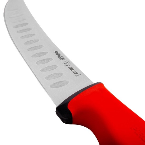 Cutit macelar, lama curbata cu indentatii, 21cm, "Duo", Rosu - Pirge