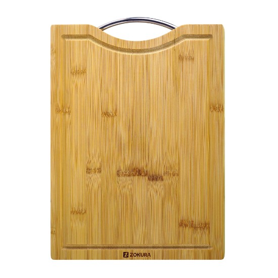 Tocator cu maner, din bambus, 34 x 25 cm, grosime 1,5 cm - Zokura
