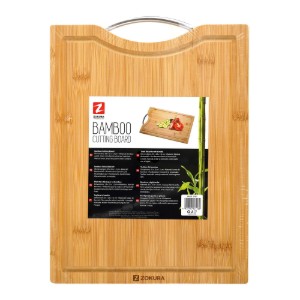 Tocator cu maner, din bambus, 34 x 25 cm, grosime 1,5 cm - Zokura