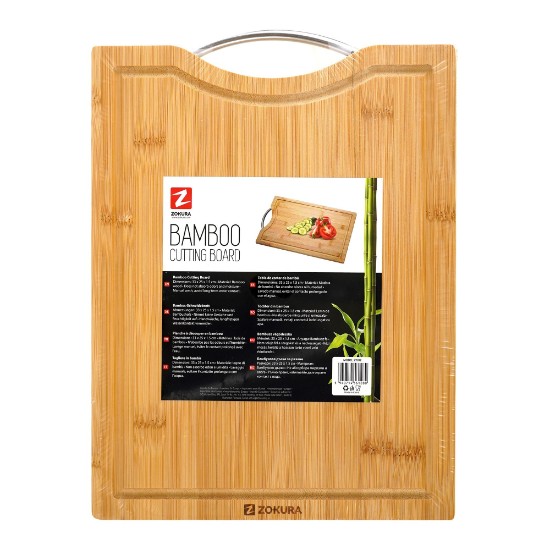 Tocator cu maner, din bambus, 34 x 25 cm, grosime 1,5 cm - Zokura