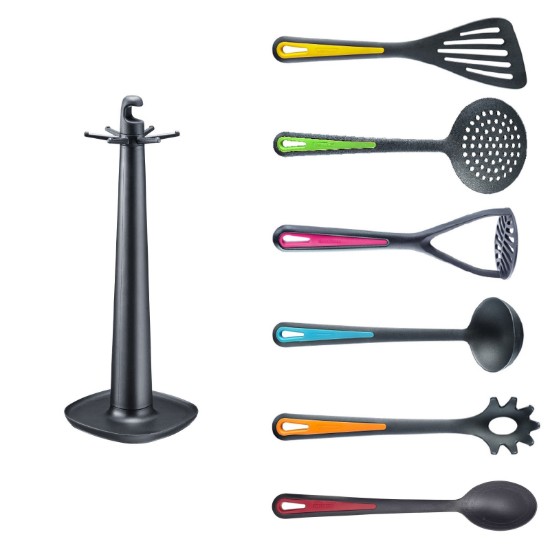 Set 6 ustensile bucatarie, cu suport rotativ, plastic, "Gallant" - Westmark