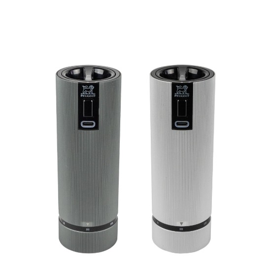 Set 2 rasnite electrice sare si piper, 15 cm, "Line Z", Carbon/Aluminum - Peugeot