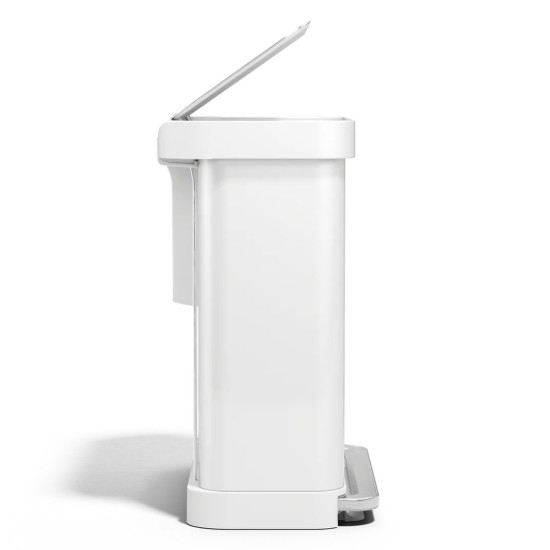 Cos de gunoi cu pedala, dublu compartimentat, 58 L, inox, White Steel - simplehuman