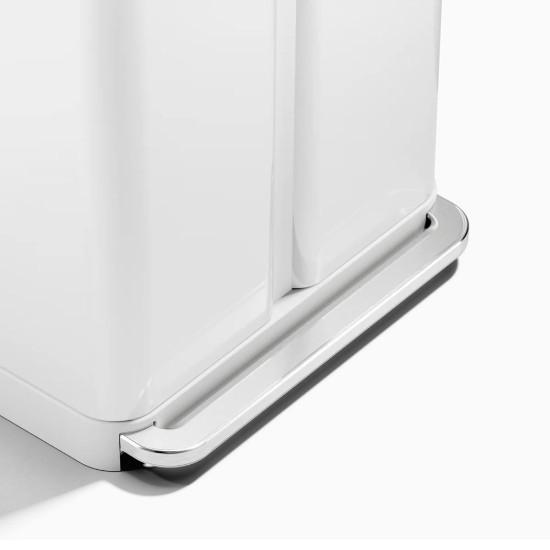 Cos de gunoi cu pedala, dublu compartimentat, 58 L, inox, White Steel - simplehuman