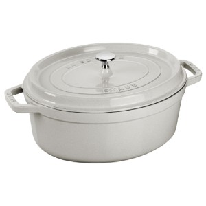 Oala Cocotte ovala, fonta, 37cm/8L, White Truffle - Staub