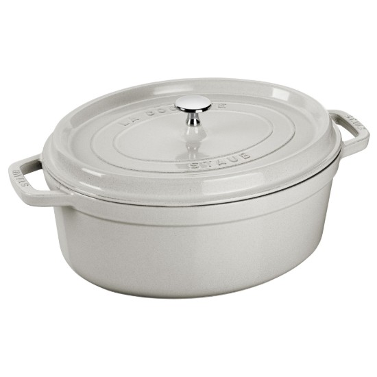 Oala Cocotte ovala, fonta, 37cm/8L, White Truffle - Staub