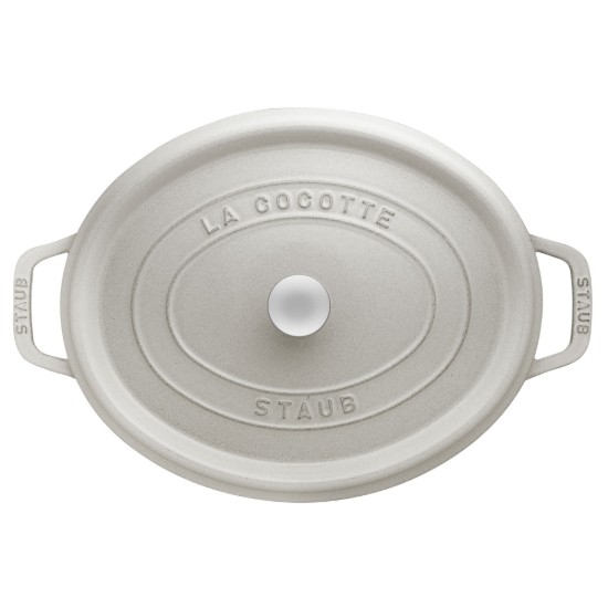 Oala Cocotte ovala, fonta, 37cm/8L, White Truffle - Staub