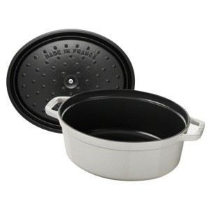 Oala Cocotte ovala, fonta, 37cm/8L, White Truffle - Staub