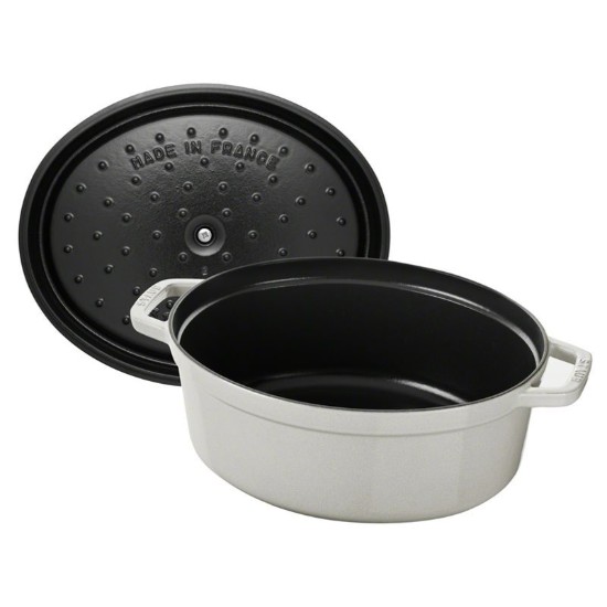 Oala Cocotte ovala, fonta, 33cm/6,7L, White Truffle - Staub