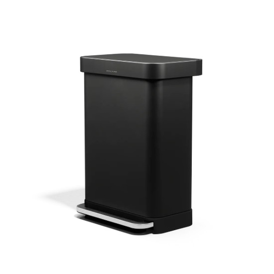 Cos de gunoi cu pedala, 55 L, inox, Matte Black - simplehuman