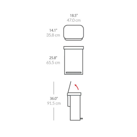 Cos de gunoi cu pedala, 55 L, inox, Matte Black - simplehuman