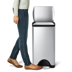 Cos de gunoi dreptunghiular, cu pedala, 30 L, inox, Brushed - simplehuman