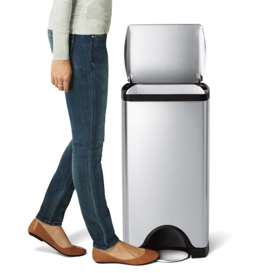Cos de gunoi dreptunghiular, cu pedala, 30 L, inox, Brushed - simplehuman
