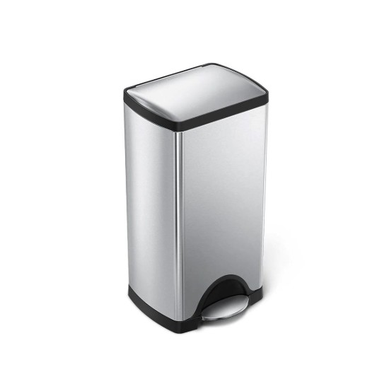 Cos de gunoi dreptunghiular, cu pedala, 30 L, inox, Brushed - simplehuman