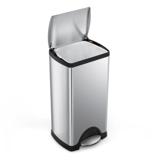 Cos de gunoi dreptunghiular, cu pedala, 30 L, inox, Brushed - simplehuman