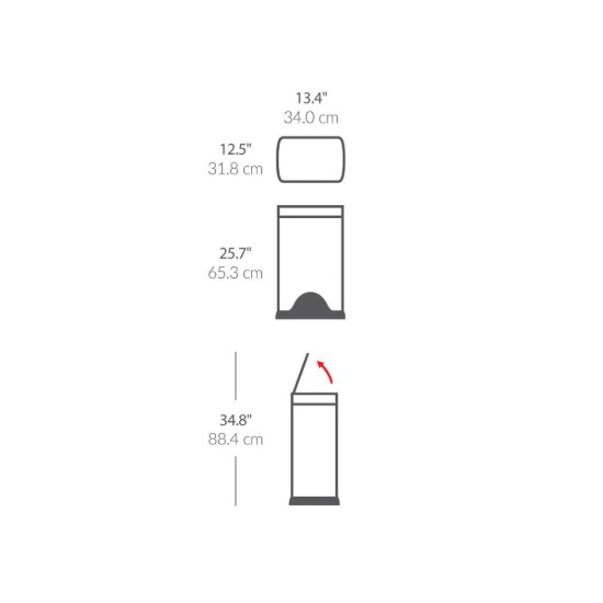 Cos de gunoi dreptunghiular, cu pedala, 30 L, inox, Brushed - simplehuman