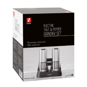 Set 2 rasnite electrice pentru sare si piper, cu baza de incarcare - Zokura