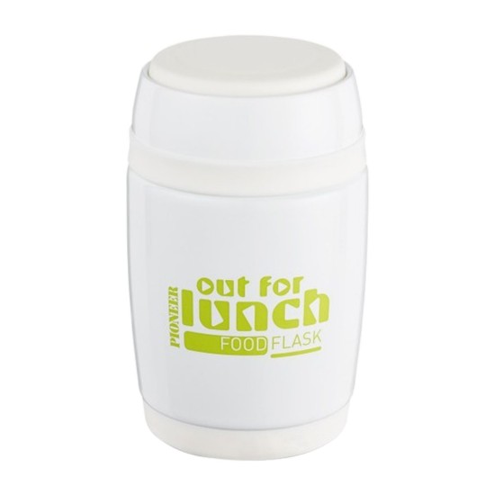 Termos supa cu lingurita, inox, 580 ml, "Pioneer", Alb - Grunwerg