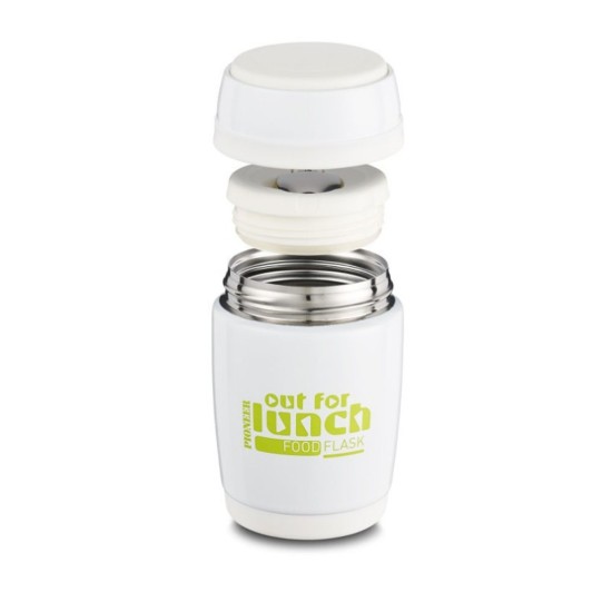 Termos supa cu lingurita, inox, 580 ml, "Pioneer", Alb - Grunwerg