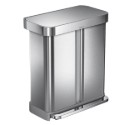 Cos de gunoi cu pedala, dublu compartimentat, 58 L, inox, Brushed - si