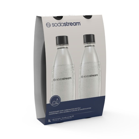 Set 2 sticle carbonatare "Fuse", plastic, 1L, Negru - SodaStream