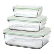 Set 3 caserole dreptunghiulare, sticla, 400ml, 1 L si 2 L - Glasslock