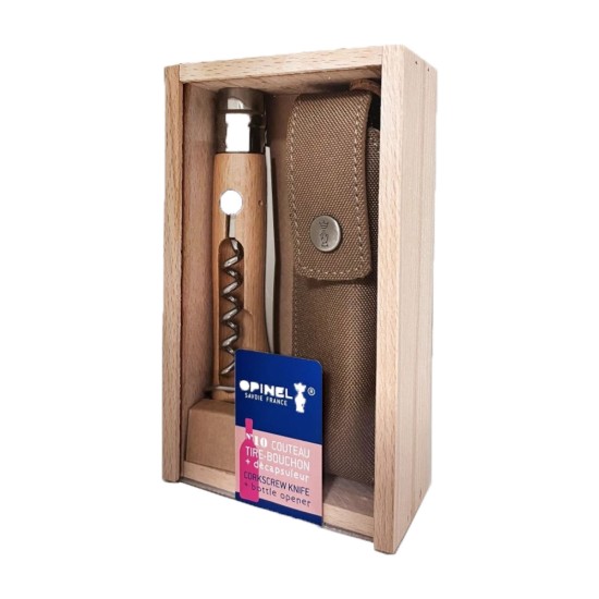 Cutit de buzunar N°10 cu tirbuson si teaca , inox, 10cm - Opinel