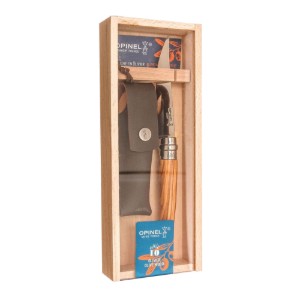 Cutit de buzunar N°10, cu teaca, inox, 10cm, "Effilé", Olive - Opinel