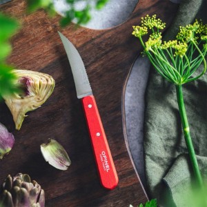 Cutit pentru decojit N°114, inox, 7cm, "Les Essentiels", Red - Opinel