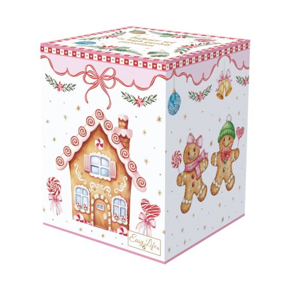 Cana portelan, 350ml, cu capac si infuzor, "Sweet Christmas" - Nuova R2S