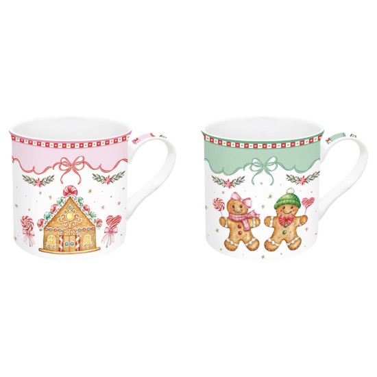 Set 2 cani portelan, 300ml, "Sweet Christmas" - Nuova R2S