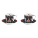Set 2 cesti cu farfurioara, 100ml, portelan, 