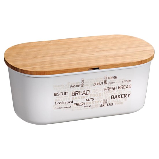 Cutie pentru paine cu tocator, plastic, 34 x 20 x 14,5 cm, Alb - Kesper