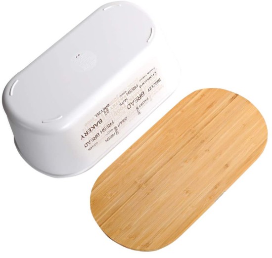 Cutie pentru paine cu tocator, plastic, 34 x 20 x 14,5 cm, Alb - Kesper