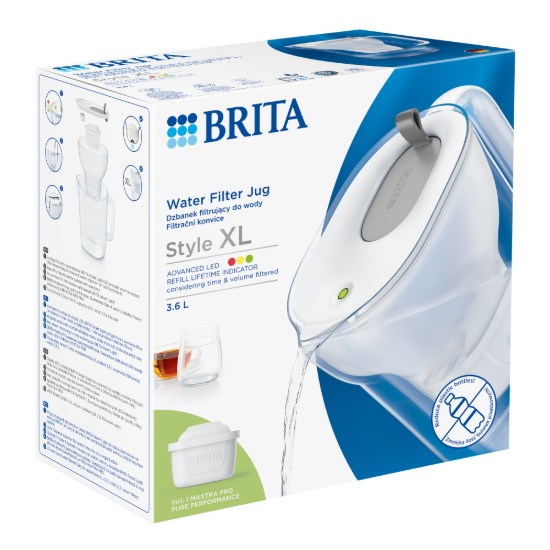 Cana filtranta BRITA Style XL 3,6 L Maxtra PRO (Grey)