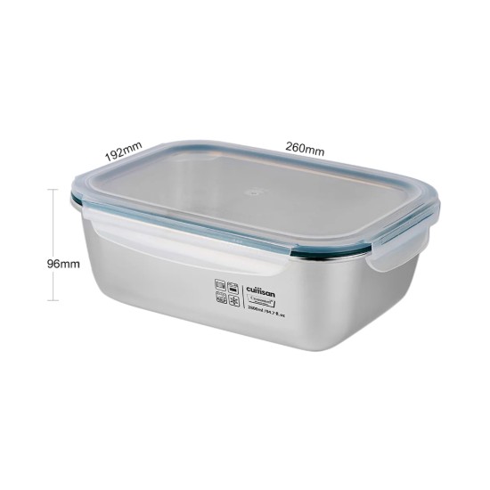 Caserola dreptunghiulara pentru pranz, inox, 2800ml, "Simple" - Cuitisan