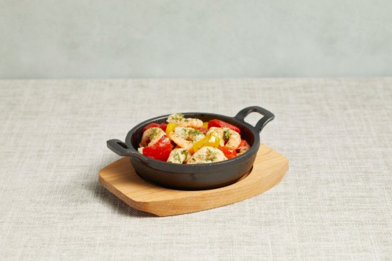 Mini-cratita fonta, 12 cm, cu suport de lemn - Artesa