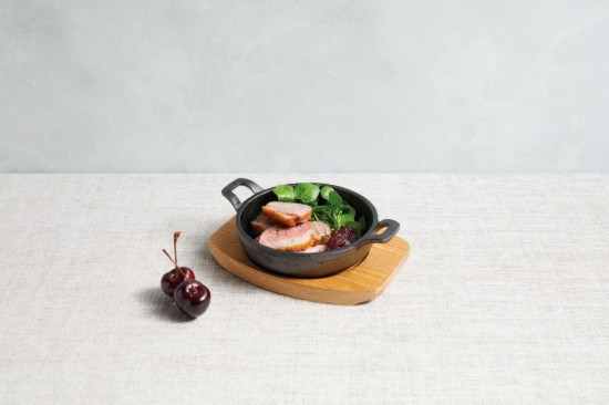 Mini-cratita fonta, 12 cm, cu suport de lemn - Artesa
