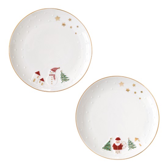 Set 2 farfurii, portelan, cu model embosat, 16cm, "Let it Snow" - Nuova R2S