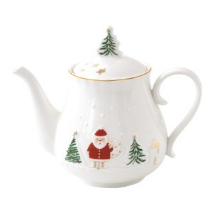 Ceainic portelan, cu model embosat, 850ml, "Let it Snow" - Nuova R2S