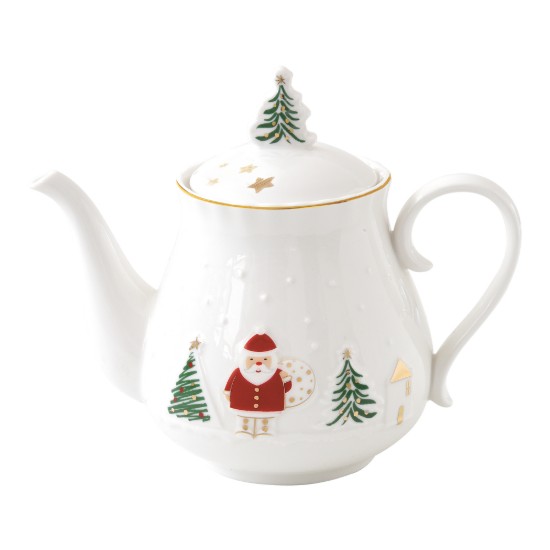 Ceainic portelan, cu model embosat, 850ml, "Let it Snow" - Nuova R2S