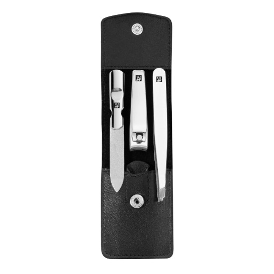 Set 3 piese inox, toc piele, Negru - Zwilling Classic Inox