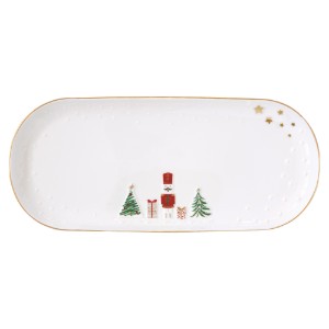 Platou portelan, cu model embosat, 34,5 x 15 cm, "Let it Snow" - Nuova R2S