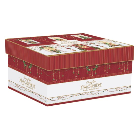 Ceainic portelan, 600 ml, cu infuzor si 2 cani, "Festive Avenue" - Nuova R2S