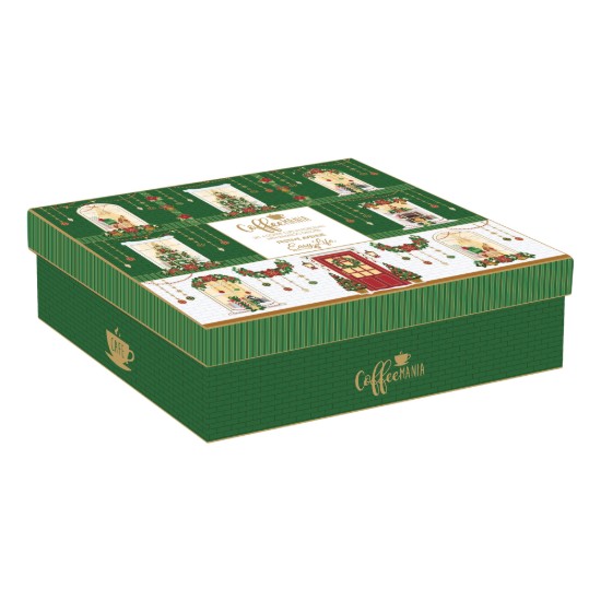 Set 4 cesti portelan, 110 ml, cu farfurioare din bambus, "Festive Avenue" - Nuova R2S